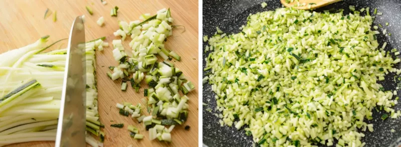 Cut very small cubes of zucchini