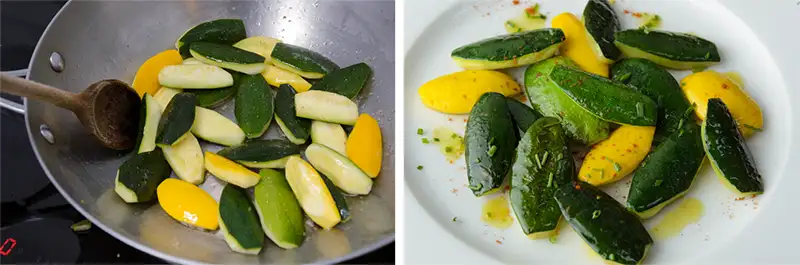 Poêlée de courgettes tournées