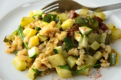 Barley risotto and zucchini recipe