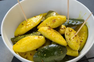 Spice marinated turned zucchini